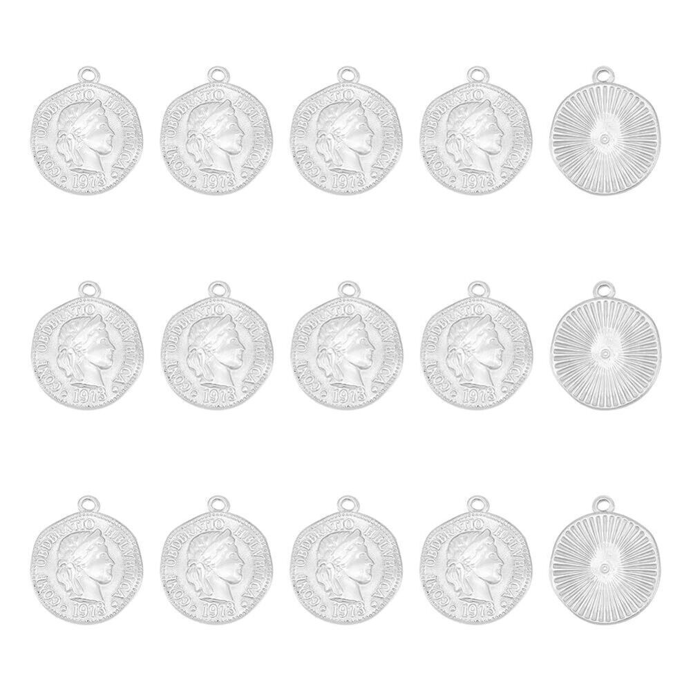 7653 15Pcs Stainless Steel Coin Pendant Confoederatio Helvetica Charms Flat